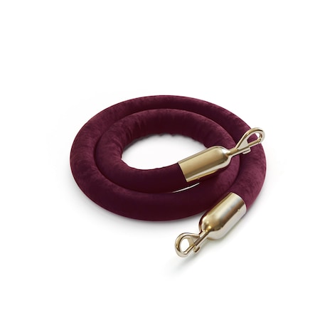Velvet Rope Maroon With Pol.Brass Snap Ends 8ft.Cotton Core